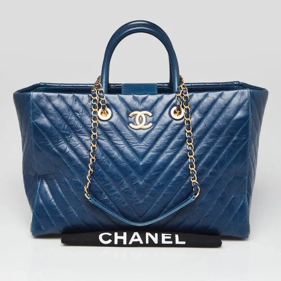 Chanel Blue Quilted Aged Calfskin Leather Coco Allure Tote Bag - Picture 12 of 12